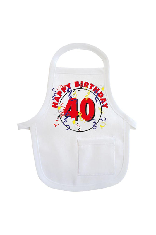 Einfach die Mini-Schuerze um eine Flasche oder um ein Geschenk haengen & binden und fertig ist die originelle Geschenkverpackung. Die Flaschenschuerze mit der Aufschrift: Happy Birthday. Zusaetzlich ist auf der kleinen Schuerze die Geburtstagszahl 40 aufgedruckt. Eine kreative Geschenkverpackung zum 40. Geburtstag.