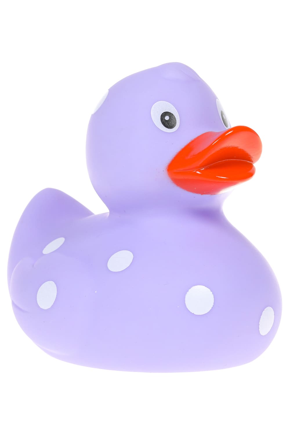 Diese herzige Badeente in der Farbe violett hat weisse Punkte auf ihrem Entenkleid. Die Badeente ist in der Standartgroesse von 8 cm. Jetzt bei Geschenk Insel.