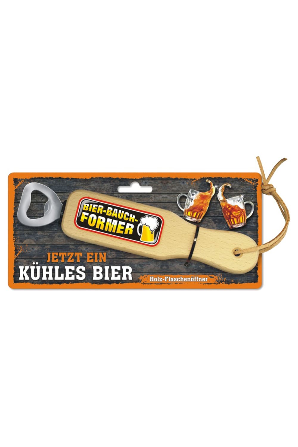 Der Bierbauch Holzflaschenoeffner als ideales Geschenk! Bieroeffner aus Holz mit dem Spruch: Bier -Bauch - Former. Jetzt ein kuehles Bier.