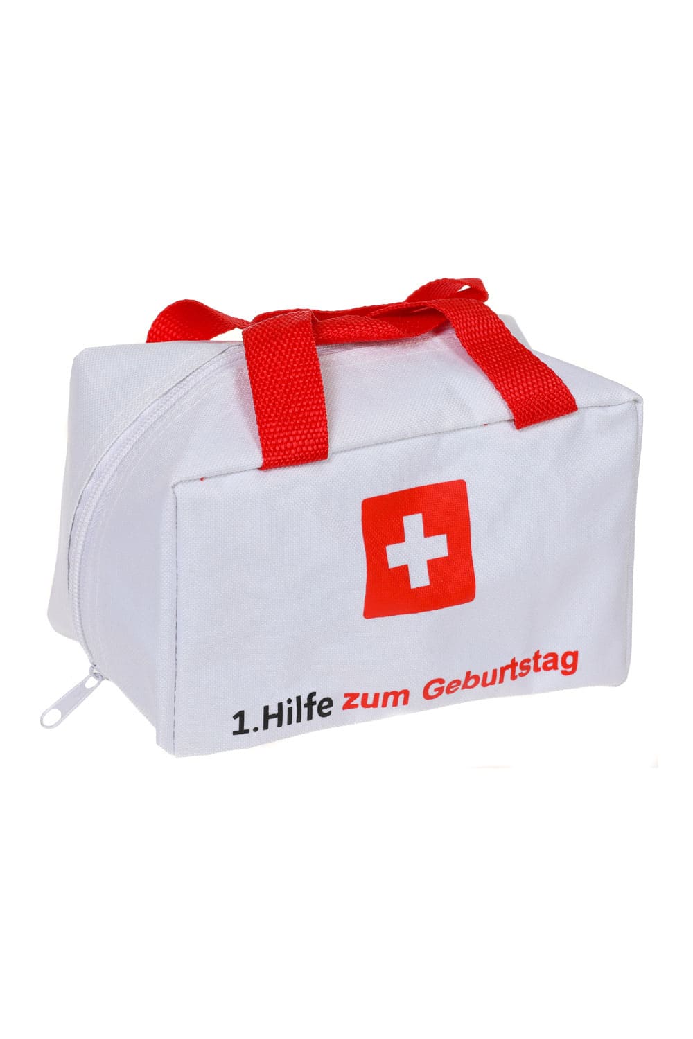 Geschenkverpackung zum Geburtstag! Die lustige Notfalltasche mit dem Spruch: 1. Hilfe zum Geburtstag. Die Erste Hilfe Tasche kann beliebig gefuellt werden.