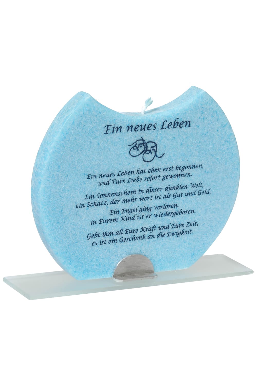 Die blaue Kerze ist fuer ein Junge. Perfektes Geschenk zur Geburt oder als Taufkerze. Die Kerze ist mit schoenem Spruch fuer ein Baby und dessen Eltern!