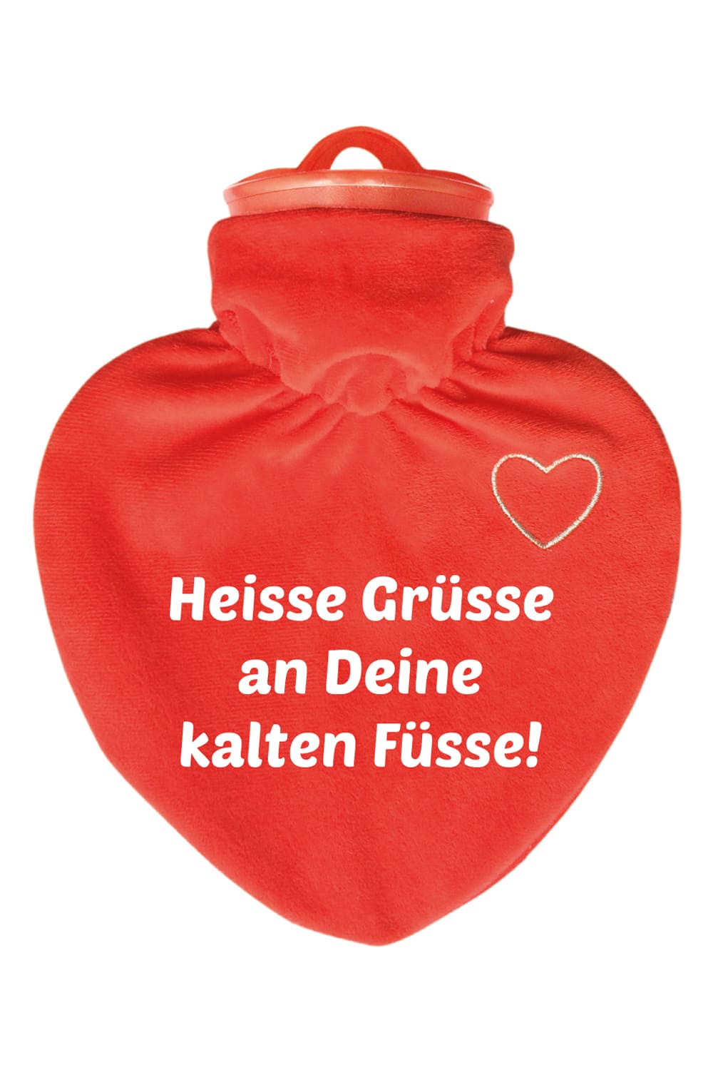 Die Herz Bettflasche ist ein hochwertiges Qualitätsprodukt. Mit Veloursueberzug und dem Spruch: Heisse Gruesse an deine kalten Fuesse. Witzige Waermeflasche!