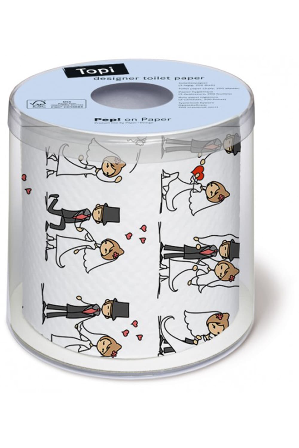 Das Brautpaar WC-Papier sorgt fuer die beste Unterhaltung. Das Klopapier ist einfach ein absoluter Spassfaktor. Ein lustiges Geschenk fuer eine Hochzeit.