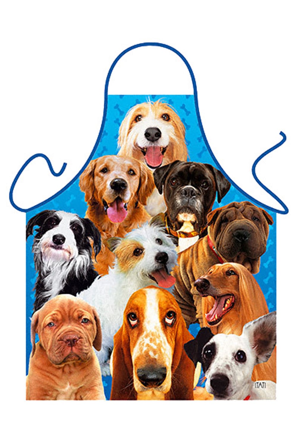 Auf der lustigen Kochschuerze sind diverse Hunderassen abgebildet. Die Hunde Schuerze ist ein originelles und witziges Geschenk fuer Hundeliebhaber.