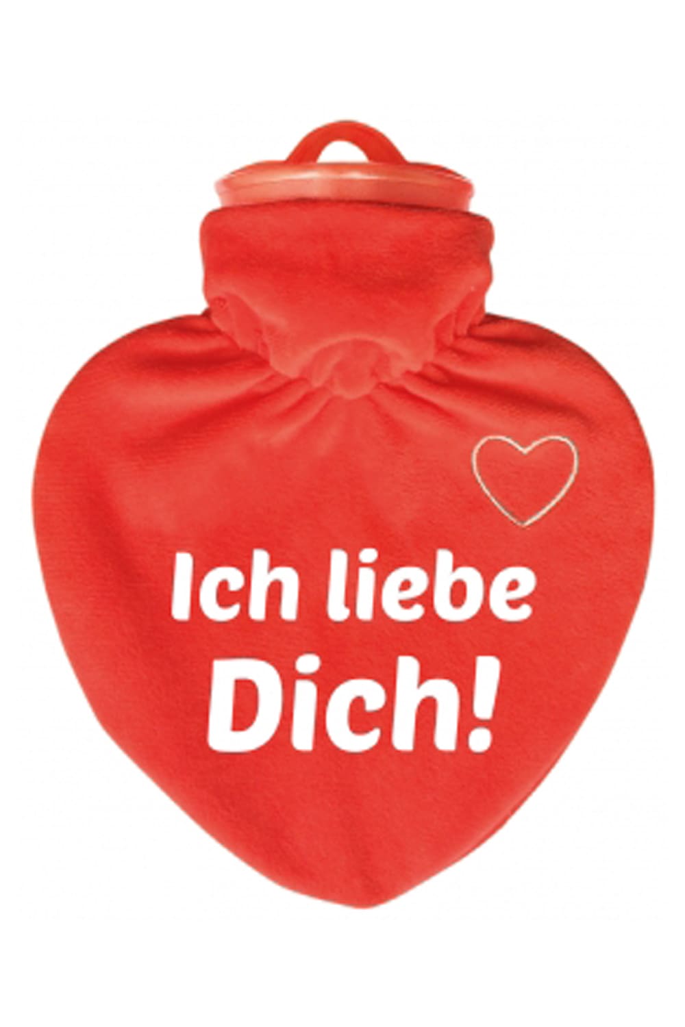 Die Herz Bettflasche ist ein hochwertiges Qualitaetsprodukt. Mit rotem Veloursueberzug und dem Spruch: Ich liebe Dich! Wohltuende Waermeflasche fuer die Liebe!