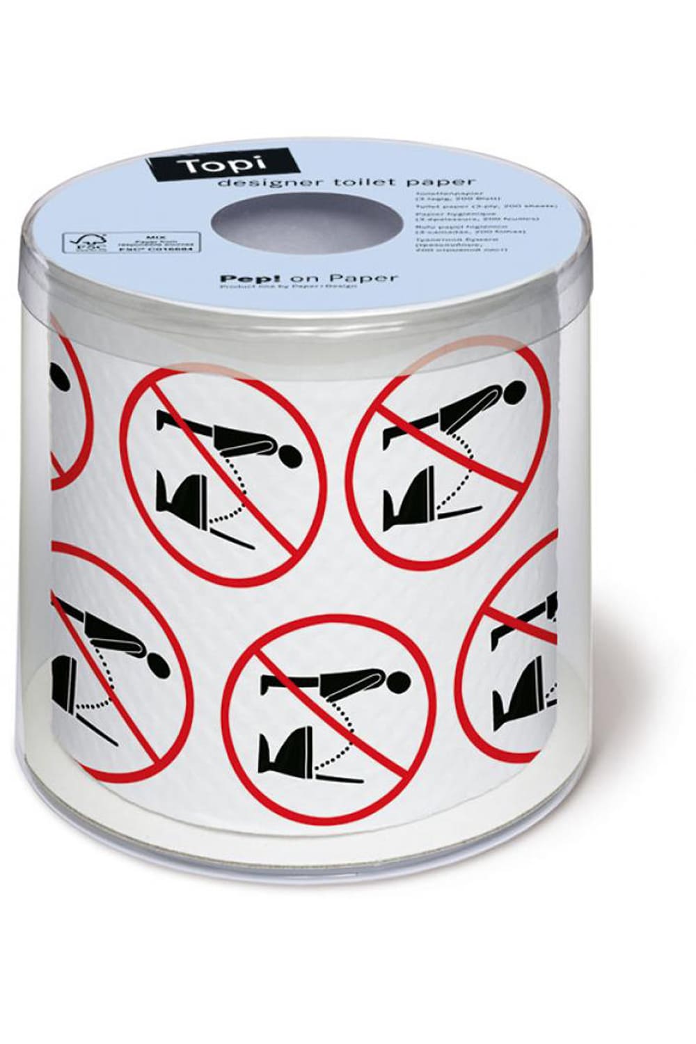 Dieses WC-Papier sorgt fuer die beste Unterhaltung auf dem Klo. Das lustige Klopapier mit dem Motto: Im Stehen Pinkeln! Einfach ein absoluter Spassfaktor.