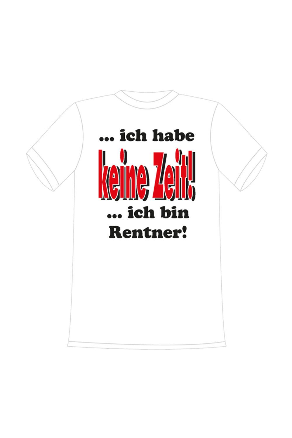 Das bedruckte T-Shirt ist ein perfektes Geschenk für alle Rentner und Rentnerinnen. Das Spruch Shirt ist aus 100% Baumwolle und hat folgenden Spruch aufgedruckt: Ich habe keine Zeit! Ich bin Rentner! Ein kreatives und witziges Mitbringsel und ein trendiges Spruchgeschenk zur Pensionierung.