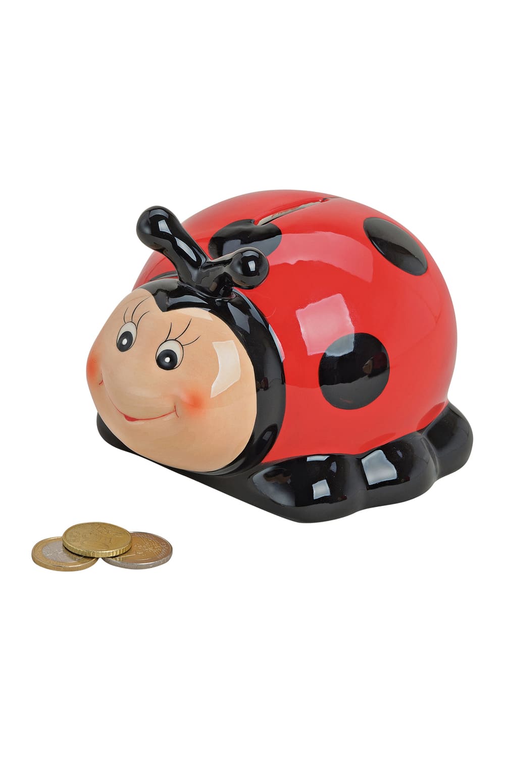 Sind Sie auf der Suche nach einem Geldgeschenk? Diese suesse Marienkaefer Sparkasse ist perfekt und ideal als Geschenk fuer jeden Anlass. Dieses Glückskaefer Sparkaesseli hat eine Groesse von ca. 12 x 10 cm.