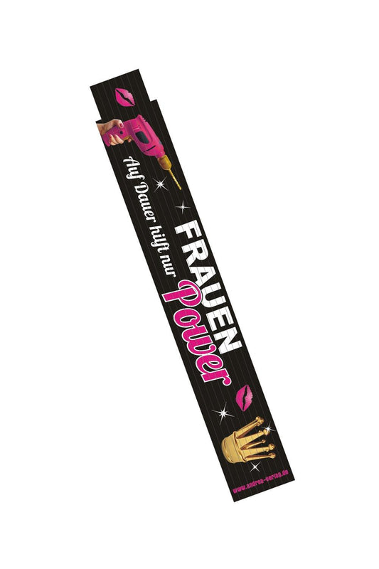 Meter mit dem Spruch: Auf Dauer hilft nur Frauenpower! Der lustige Meter ist das perfekte Geschenk fuer jede Frau. Denn auch Frauen benoetigen immer wieder mal einen Zollstock. Der lustige Doppelmeter ist einfach einzigartig. Ein kreatives und praktisches Geschenk zum Geburtstag, zum Muttertag, oder zu Weihnachten.