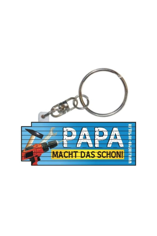 Der kleine Mini-Stabmeter mit dem Spruch: Papa macht das schon! Der Mini-Meter ist zugleich ein praktischer Schluesselanhaenger fuer an jeden Schluesselbund. Das Meterli ist ausklappbar bis zu 50 cm. Ein originelles Geschenk fuer den lieben Papa und perfekt zum Vatertag.