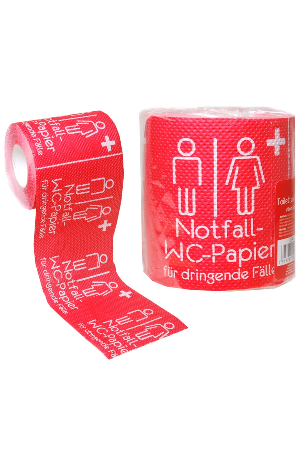 Dieses witzige WC-Papier sorgt bestimmt fuer die beste Unterhaltung auf dem Klo. Das Notfall Klopapier ist einfach ein absoluter Spassfaktor fuer jedes Badezimmer. Das lustige und rote Toilettenpapier fuer dringende Faelle.