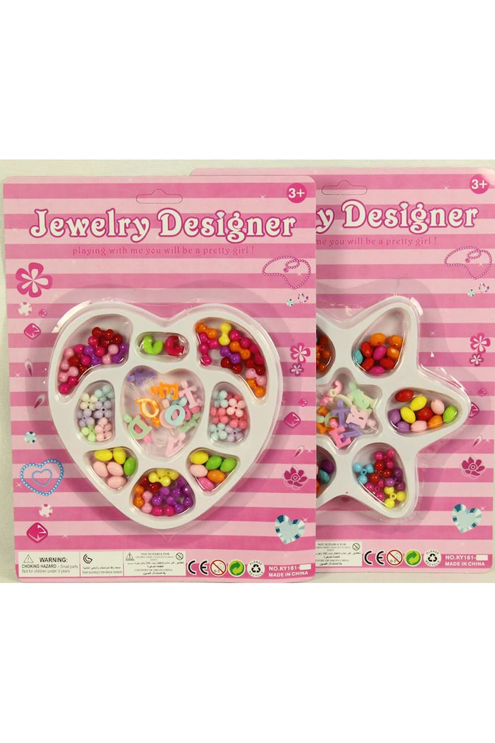 Perlen-Set fuer Kinder, passend zum Wunder Geschenk Koffer fuer Maedchen. Beauty-Set fuer Maedchen. Zwei Motive: Herz und Stern