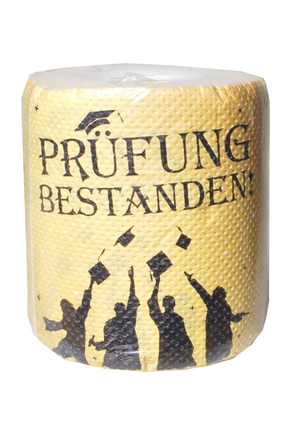 Dieses Pruefung WC-Papier ist ein absoluter Spassfaktor fuer jedes Badezimmer. Mit dem Spruch: Pruefung bestanden! Ein lustiges Geschenk oder Mitbringsel zur bestandenen Pruefung. Das witzige Klopapier kann selbstverstaendlich auch in ein Geldgeschenk oder ein Gutschein Geschenk verwandelt werden, seien Sie kreativ.