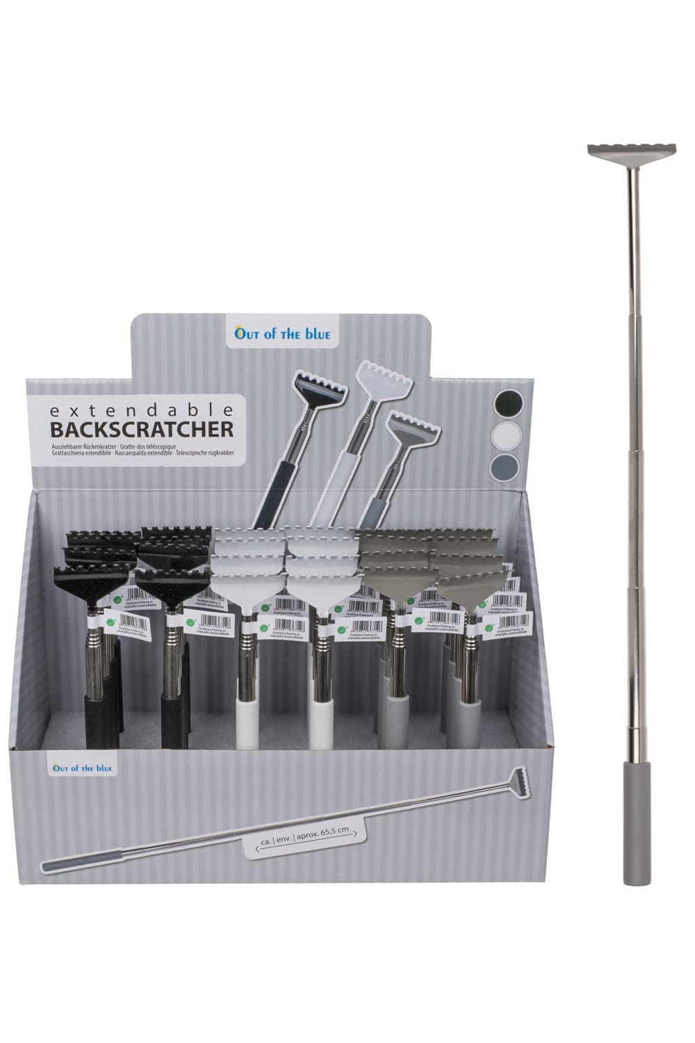 Mit diesem Rueckenkratzer steht dem bequemen Kratzen nichts mehr im Wege. Denn der Teleskop Kratzer ist bis zu ca. 65 cm ausziehbar und somit gelingt es Ihnen problemlos, an die schwer erreichbaren Stellen zu kommen. Ein praktisches Geschenk, dass ueberall mithin genommen werden kann.