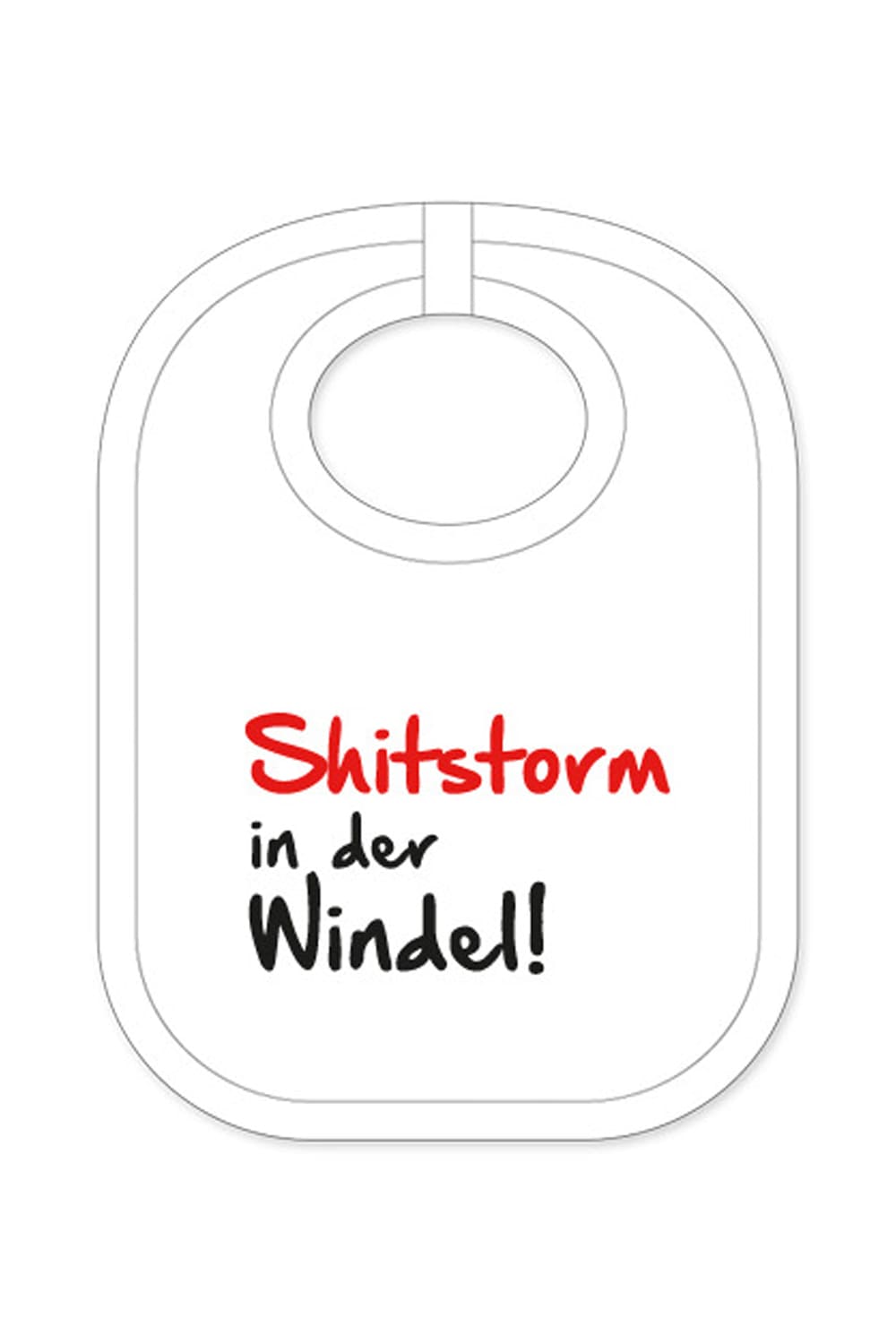 Der Babylatz mit dem Spruch: Shitstorm in der Windel! Ein lustiges Geschenk fuer ein Baby, fuer Neugeborene und fuer Kleinkinder.