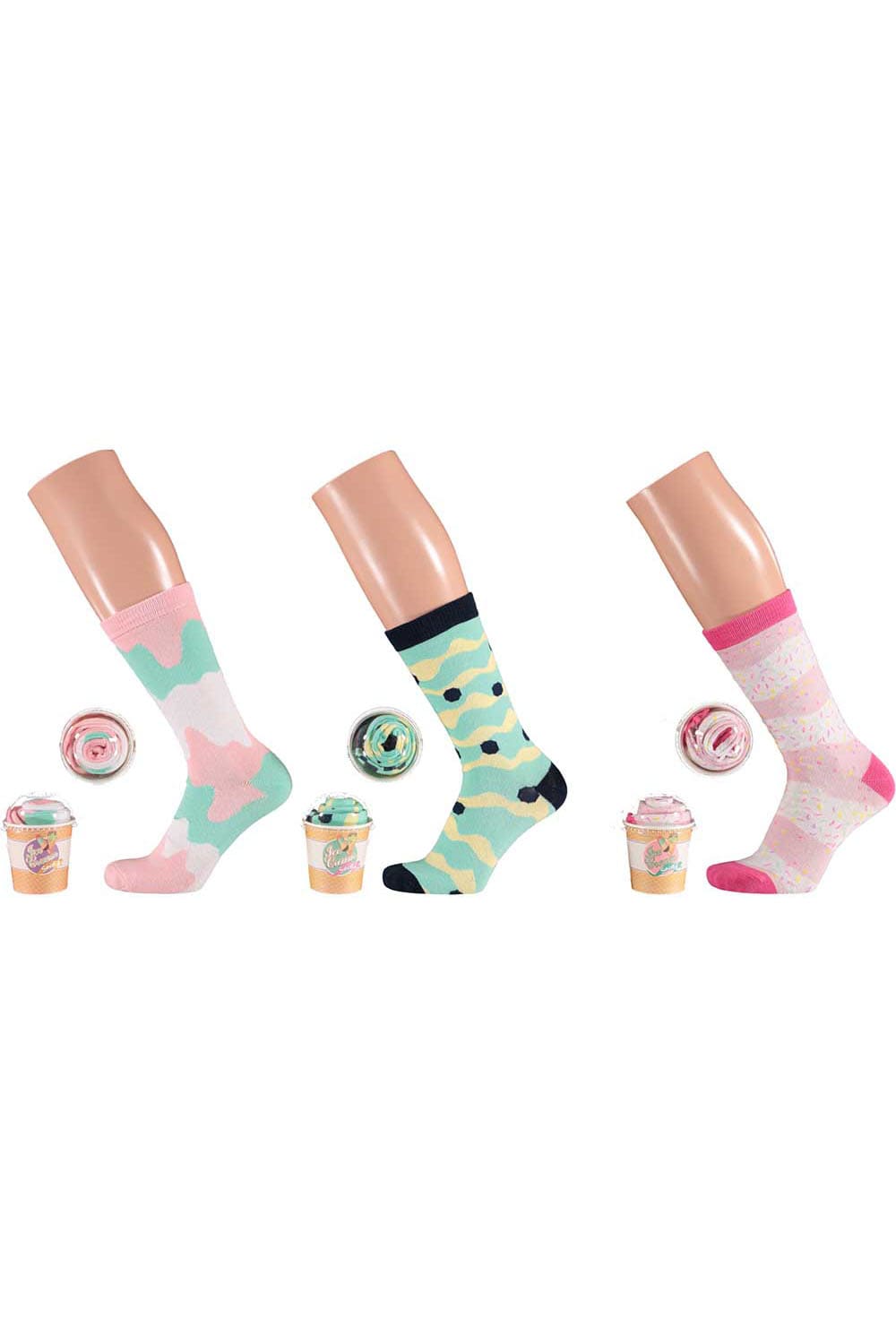Ultimative Socken mit entsprechendem Glace Design, verpackt als Soft Ice. Diese witzigen Ice Cream Socken sind einfach ein grossartiges Geschenk fuer alle, die Spass lieben. Diese Socken sind ein originelles Geschenk, dass nicht jeder hat.