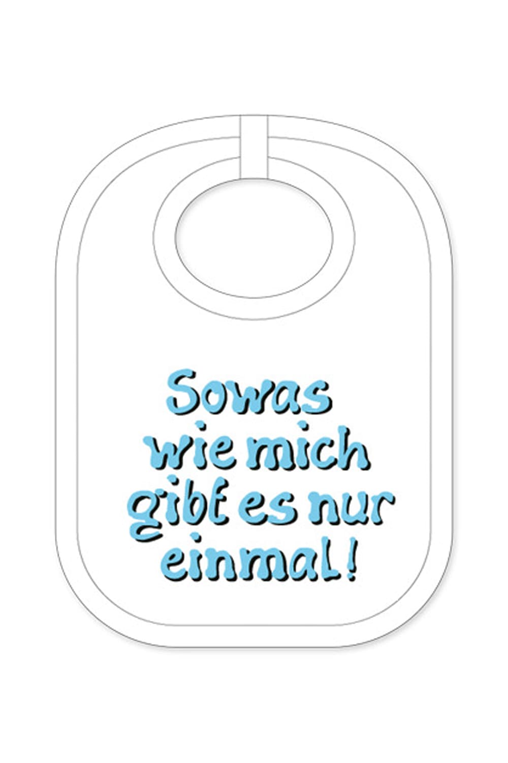 Der Babylatz mit dem Spruch: Sowas wie mich gibt es nur einmal, ist ein witziges Geschenk für ein Baby, für Neugeborene und für Kleinkinder. Ein ideales Geschenk oder Mitbringsel zur Geburt in der Schriftfarbe blau