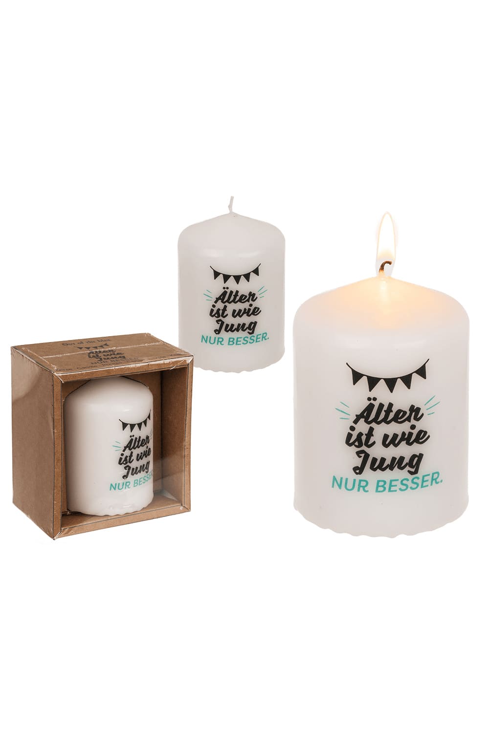 Diese Spruchkerze ist eine perfektes Geschenk und Mitbringsel! Auf der Kerze befindet sich der Spruch: Aelter ist wie Jung. Nur besser! Der aufbauende Spruch, gibt dieser Stumpenkerze noch den speziellen Feinschliff. Perfektes Geschenk zum Geburtstag!!!