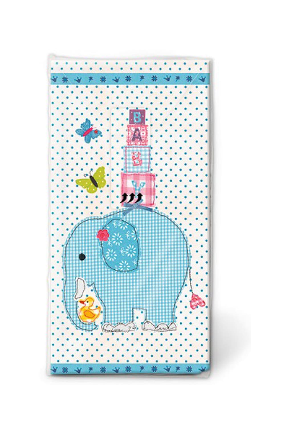 Diese suessen Baby Taschentuecher in der Farbe blau, sorgen bestimmt für viel Freude. Die beste Begleitung für Unterwegs, vor allem bei laufender Nase. Ein süsses Geschenk oder Mitbringsel zur Geburt oder für ein Kleinkind. Die bedruckten Papiertaschentuecher sind in einer wiederverschließbaren Verpackung. Ausserdem sind die Taschentuecher 4-lagig.