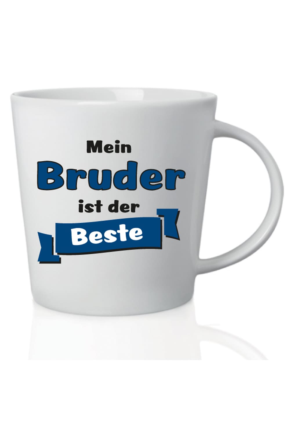 Diese Spruchtasse ist ein kreatives Geschenk fuer den lieben Bruder. Die Tasse mit der Aufschrift: Mein Bruder ist der Beste. Jetzt bei Geschenk Insel!
