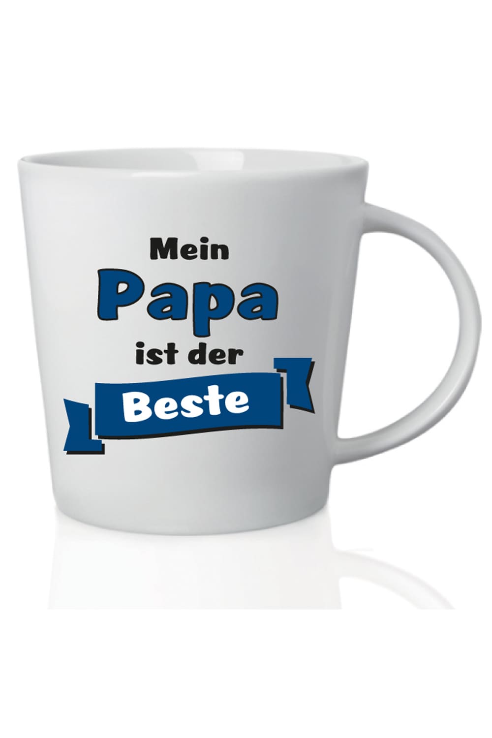 Diese Spruchtasse ist ein kreatives Geschenk fuer den lieben Papa. Die Tasse mit der Aufschrift: Mein Papa ist der Beste. Jetzt bei Geschenk Insel!