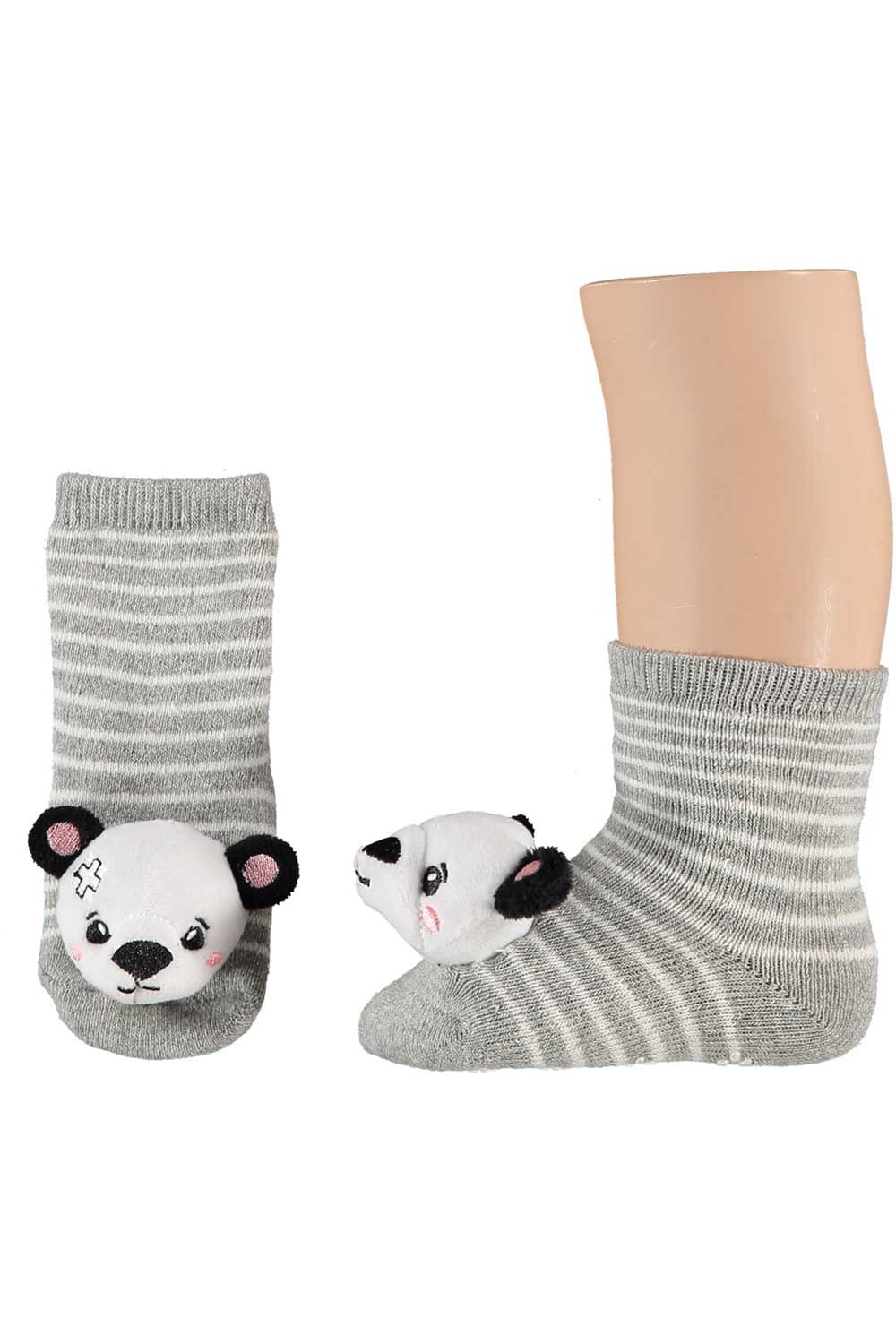 Groesse: 0 - 6 Monate oder 6-12 Monate, auswählbar Material: 83% Baumwolle, 12% Polyester, 3% Polyamid, 2% Elastan Babysocken mit Antirutsch. Tierkopf Koalabaer