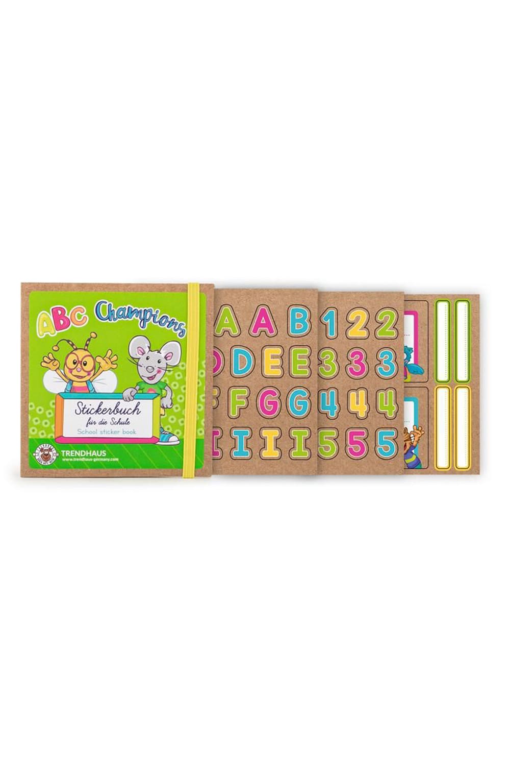 Mit diesem ABC Champions Stickerbuch lernen die Kinder die Buchstaben und Zahlen, spielend leicht. Perfekt fuer die Schule! Selbstklebende Sticker im farbenfrohen Stickerbuch mit praktischem Gummibandverschluss. Ein originelles Kindergeschenk. Auch ideal zum Schulstart.