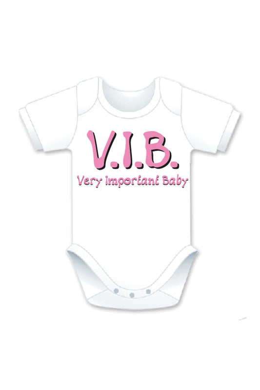 V.I.B Baby Body Maedchen in der Textilfarbe rosa und weiss. Baby Body Geschenk zur Geburt. Babygeschenk fuer ein Maedchen