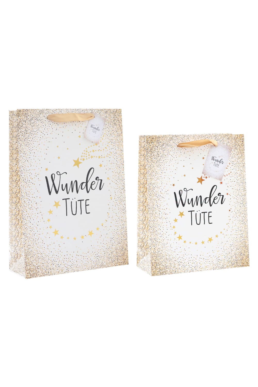 Diese hochwertige Geschenktasche ist aus 210 gr Papier. Die Tasche ist in zwei Groessen erhaeltlich: Groesse M: ca. 23 x 18 x 8 cm Groesse L: ca. 34,5 x 25 x 8,5 cm Eine originelle und edle Geschenkverpackung. Diese Geschenktasche eignet sich hervorraend fuer eine Wundertuete.