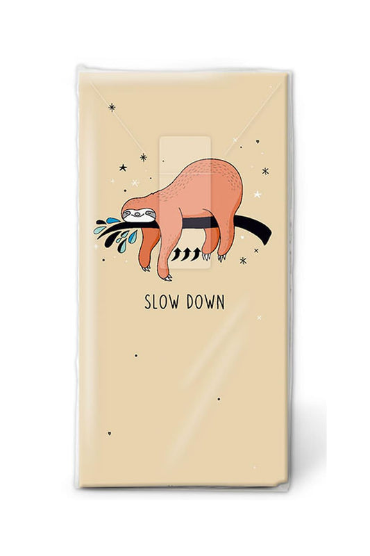 Diese witzigen Slow Down Faultier Taschentücher sorgen bestimmt für viel Freude. Diese Nasentücher eignen sich auch als tolle Dekoration für das Bad oder für die Wohnung. Ein witziges Geschenk oder Mitbringsel für jeden Anlass. Die Slow Down Faultier Taschentücher kann man auch in ein Gutschein Geschenk verwandeln.