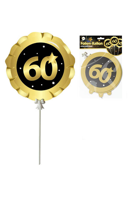 Ballon (3 Stk.) mit der Zahl 60, als perfekte Dekoration fuer einen 60. Geburtstag oder ein Jubilaeum. Folienballon ist selbstaufblasend. 