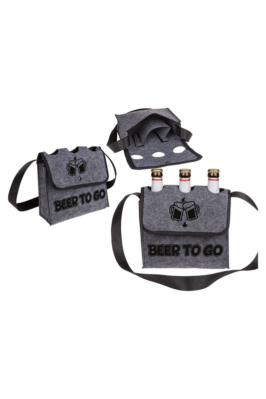 Beer to Go Biertasche aus Filz mit Umhängegurt und Platz für drei Bierflaschen. Ideales Geschenk!