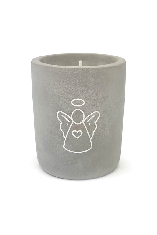 Auf der Beton Kerze ist ein herziges Schutzengel Motiv. Ein perfektes Geschenk fuer einen besonderen Menschen! Ideal zu Weihnachten oder fuer die Adventszeit! 