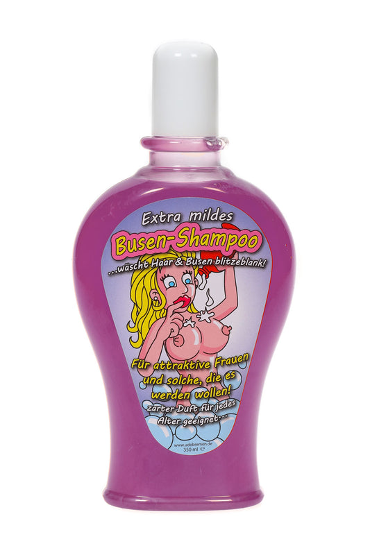 Das Busen Shampoo als Geschenk! Duschmittel mit lustigem Spruch: Extra mildes Busen Shampoo...waescht Haar & Busen blitzeblank! Witzig!
