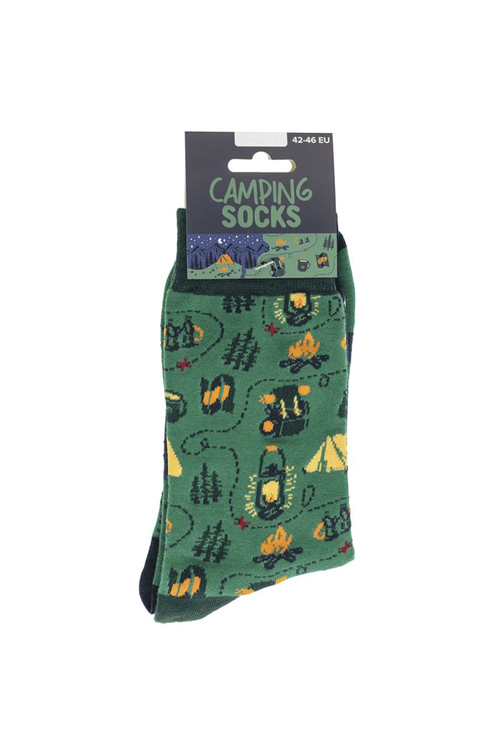 Witzige Socken mit Camping Motiv! Diese lustigen Motivsocken sind ein grossartiges Geschenk fuer Camper! In der Einheitsgroesse (42/46) erhältlich. 