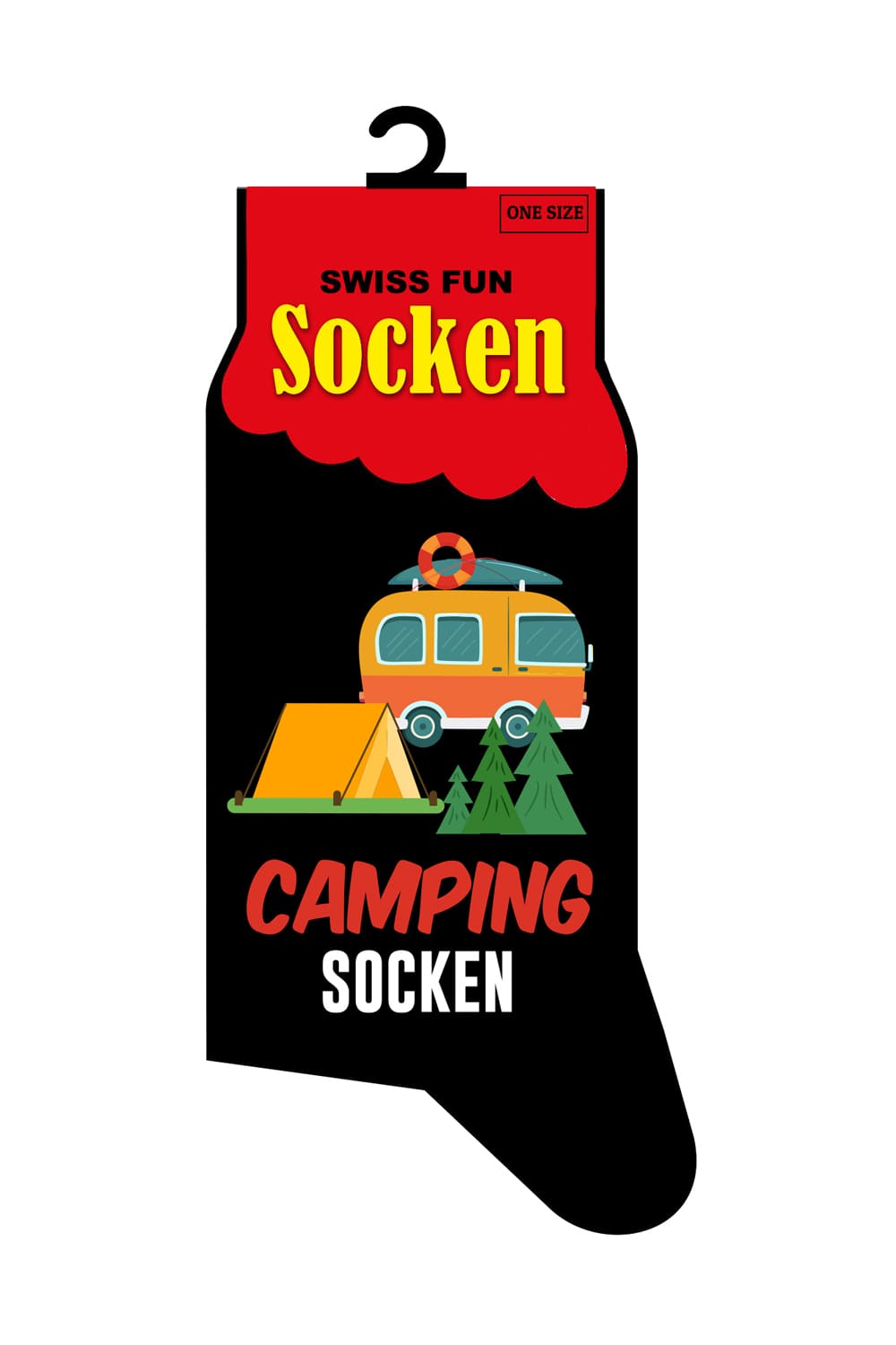 Diese Socken sind ein originelles und witziges Geschenk zum campen! Die Spruchsocken sind mit der Aufschrift: Camping Socken. 