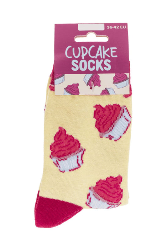 Witzige Spassocken mit Cupcake Motiv! Diese lustigen Socken sind ein grossartiges Geschenk! Die Motivsocken sind in der Einheitsgroesse (36/42) erhaeltlich. 