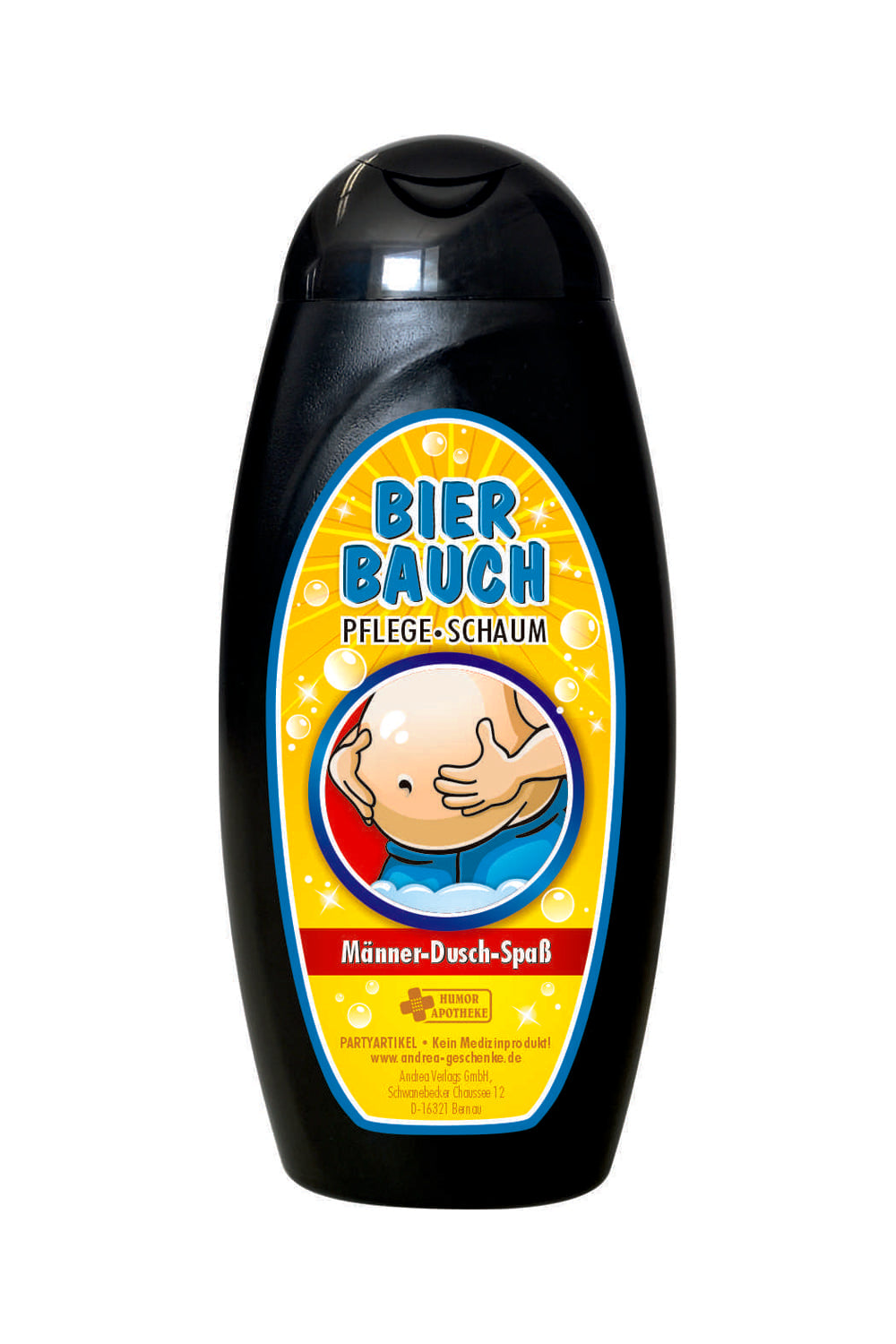 Toller Pflege Schaum, mit dem lustigem Bild und dem Spruch: Bier Bauch.
