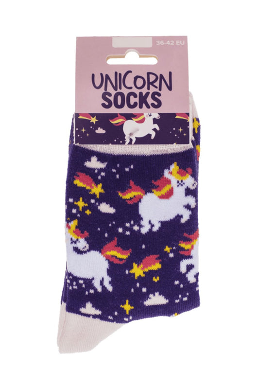 Witzige Spassocken mit Einhorn Motiv! Diese lustigen Socken sind ein grossartiges Geschenk! Die Motivsocken sind in der Einheitsgroesse (36/42) erhaeltlich. 