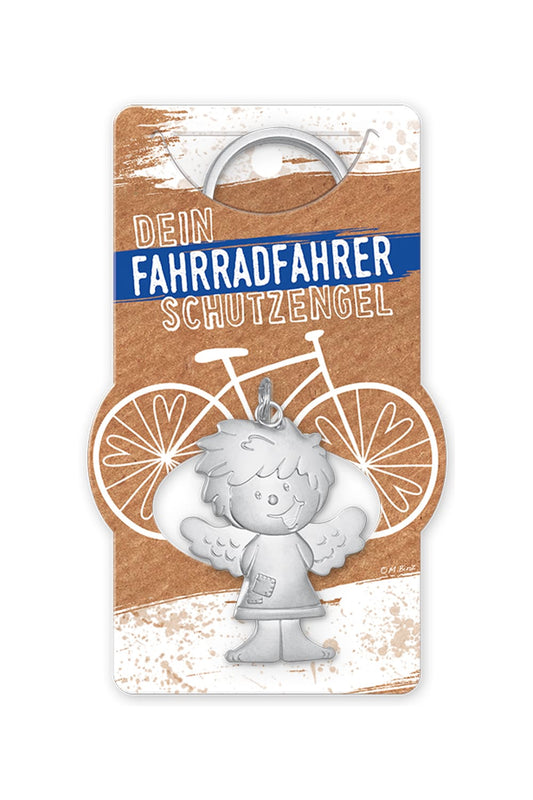 Der Schutzengel Anhaenger fuer den Schluessel ist ein tolles Geschenk. Mit herziger Spruch Kartonage: Dein Fahrradfahrer Schutzengel. 