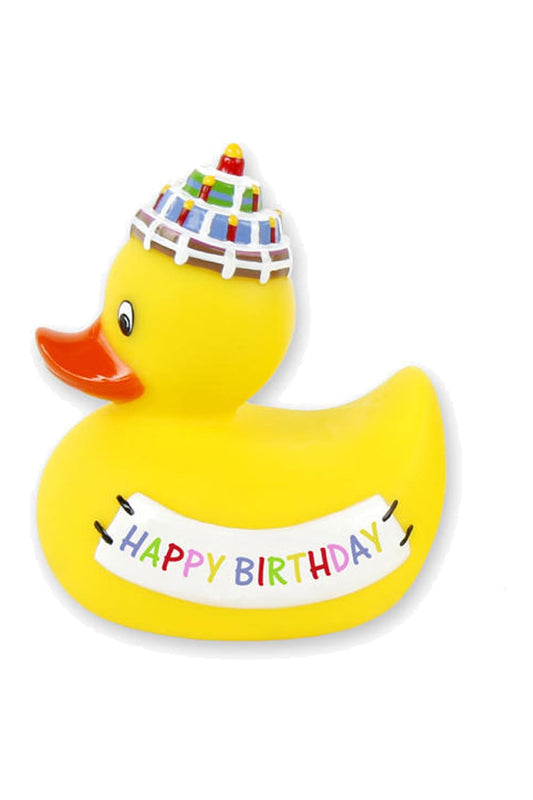 Diese Badeente mit Geburtstagstorte und der Aufschrift: Happy Birthday. Perfektes Geschenk zum Geburtstag! Die Ente hat eine Standartgroesse von 8cm.