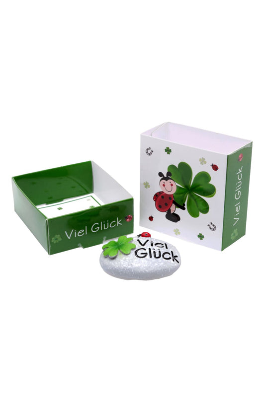 Der Gluecksstein im Boexli ist perfekt fuer jeden Anlass. Auf dem Stein steht die Aufschrift: Viel Glueck!