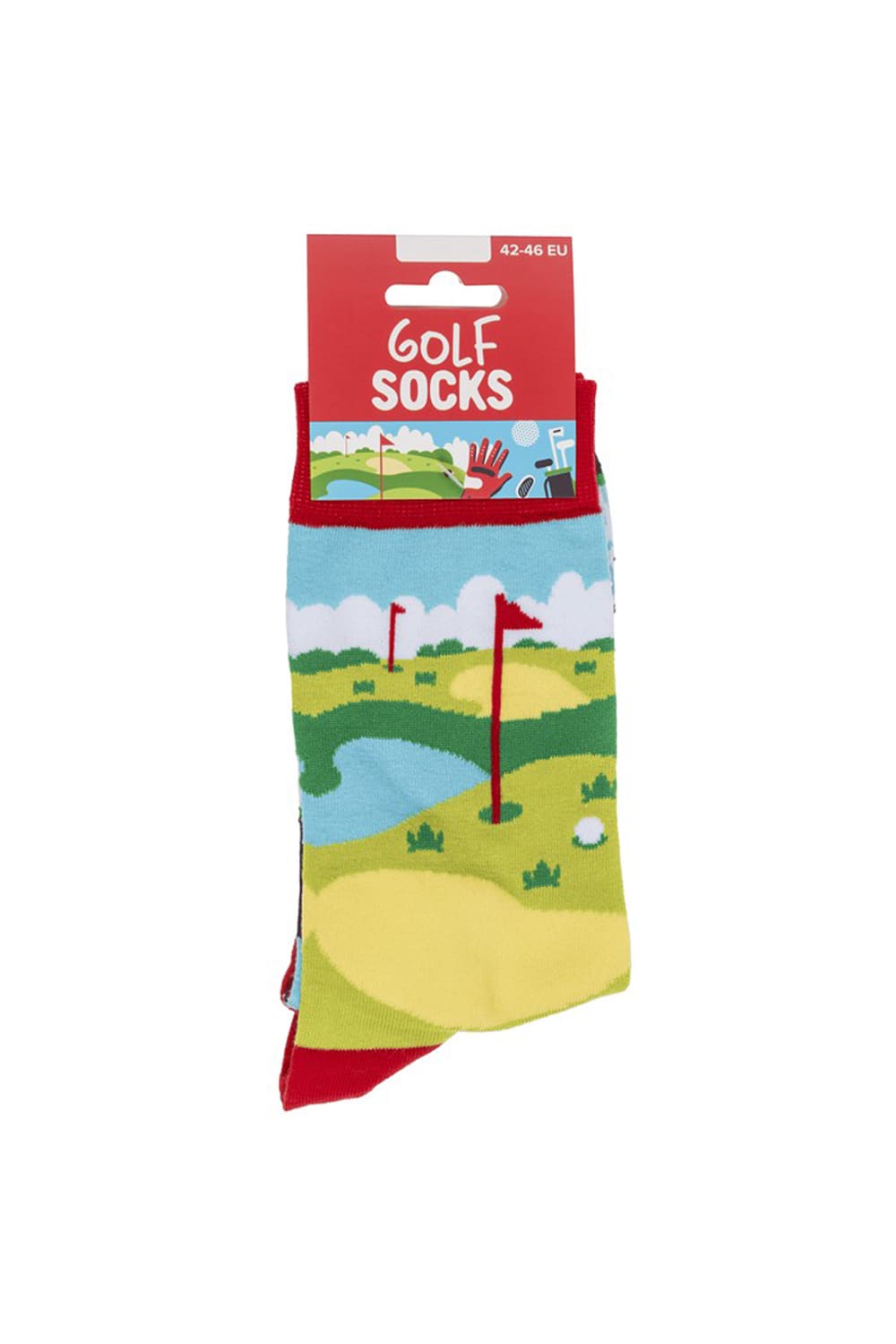 Witzige Socken mit Golf Motiv! Diese lustigen Motivsocken sind ein grossartiges Geschenk fuer Golfer! In der Einheitsgroesse (42/46) erhaeltlich. 