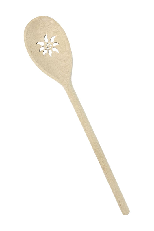 Mit dieser kreativen Holzkelle macht das Kochen doppelt so viel Spass. Das Edelweiss ist ausgestanzt. Der Kochloeffel mit Motiv ist ein perfektes Holzgeschenk. 