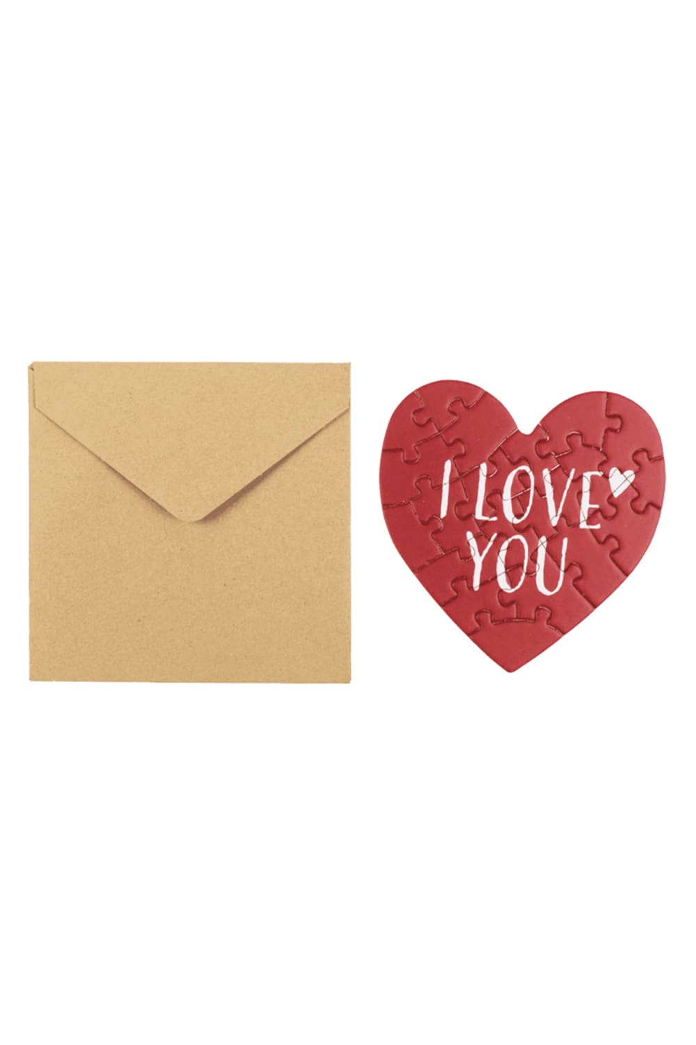 Herz Puzzlekarte mit der Aufschrift: I love you! Farbe rot. Mit Briefumschlag. Valentinstag!