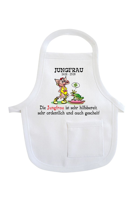 Einfach die Mini-Schuerze um eine Flasche, um ein Geschenk oder Stofftier haengen und fertig ist die originelle Geschenkverpackung. Die Sternzeichen Flaschenschuerze mit der Aufschrift: Jungfrau 24.08-23.09. Die Jungfrau ist sehr hilfsbereit, sehr ordentlich und auch gescheit! 