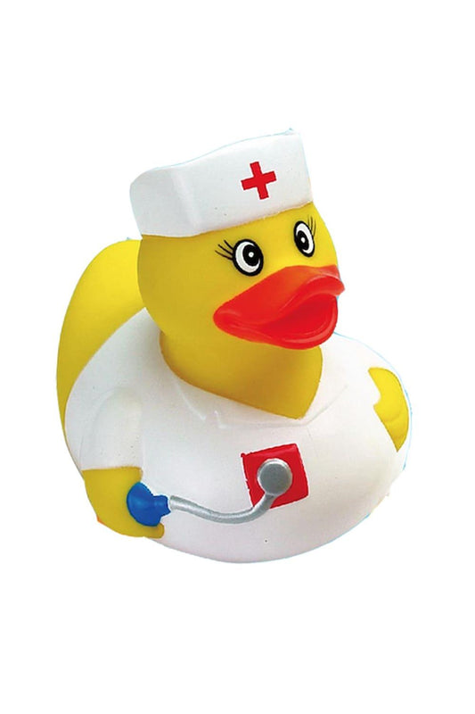 Diese Badeente traegt ihr Entenkleid im Krankenschwester Style. Die witzige Badeente hat eine Standartgroesse von 8 cm. Perfektes Geschenk fuer alle Krankenschwestern oder auch fuer eine Arztassistentin.