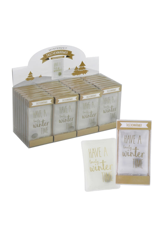 Dieser Taschenwaermer ist ein Geschenk gegen die Kaelte. Ideal fuer den Winter! Handwaermer mit der Aufschrift: Have a lovely wintertime. Wiederverwendbar. 