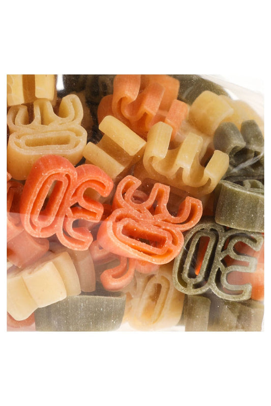 Motivnudeln mit der Zahl 30. Zahlenpasta zum 30. Geburtstag.