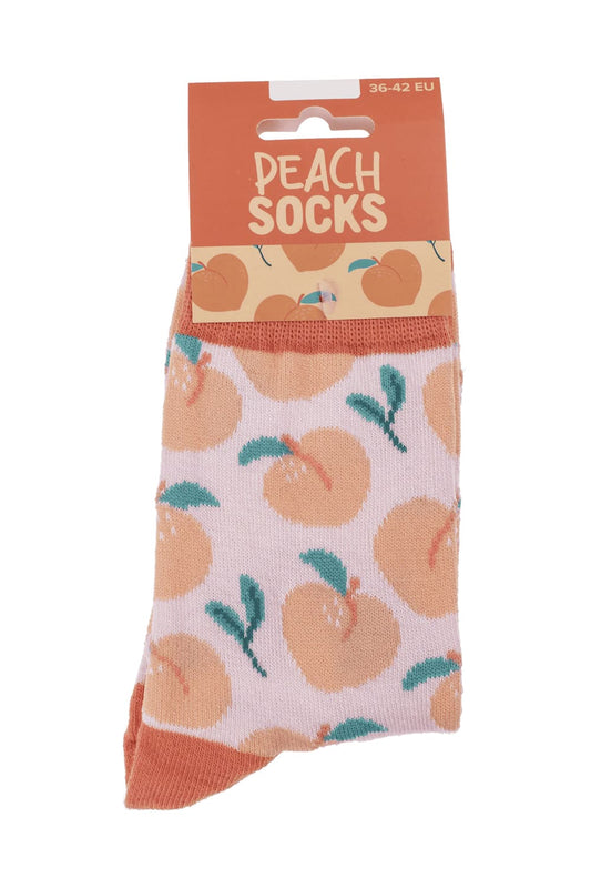 Spassocken mit Pfirsich Motiv! Diese lustigen Peach Socken sind ein ideales Geschenk! Die Motivsocken sind in der Einheitsgroesse (36/42) erhältlich. 